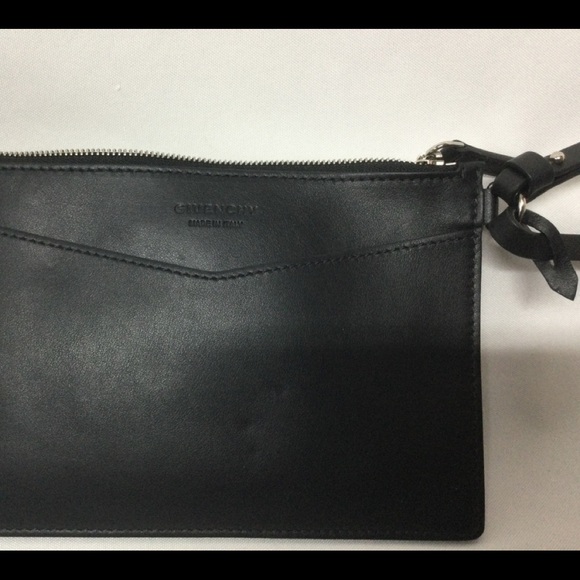 Givenchy Leather Pouch/ Wristlet 7.5” x 5.25” zip top black - Picture 1 of 12